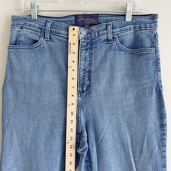 NYDJ Crop Straight Leg Jeans Plus Size 16 High Rise Rhinestones Gem Stretch Blue - Picture 5 of 9
